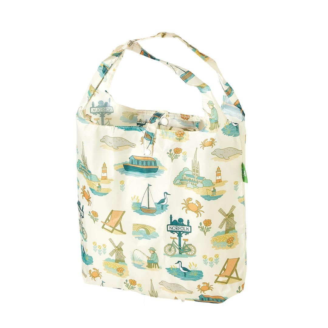 ECO CHIC Lightweight Foldable Reusable Shopping Bag Water Resistant Tote Bag (Norfolk Beige)