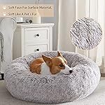 WNPETHOME-Calming-Dog-Bed-Cat-BedSmall-Dog-Bed-Donut-Design-Faux-Fur-Anti-Anxiety-Dog-BedFluffy-Pet-Cushion-Dog-Bed-for-Small-Dogs-and-Cats-20-x-20-inch-Light-Coffee