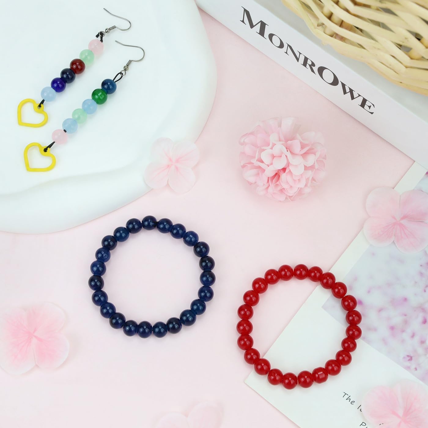 500Pcs Red Glass Beads for Bracelets, Round 8mm Crystal Beads for Bracelet Jewelry Making Earring Necklaces Kits and DIY Crafts Suitable for Beginners(Red) - Image 4