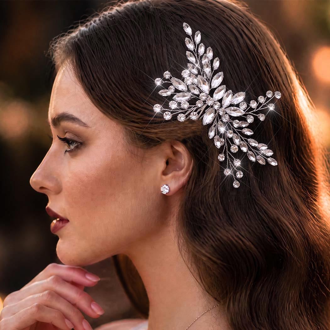 Photo 1 of CASDRE Crystal Bridal Hair Comb - Silver Rhinestone Prom Hair Piece