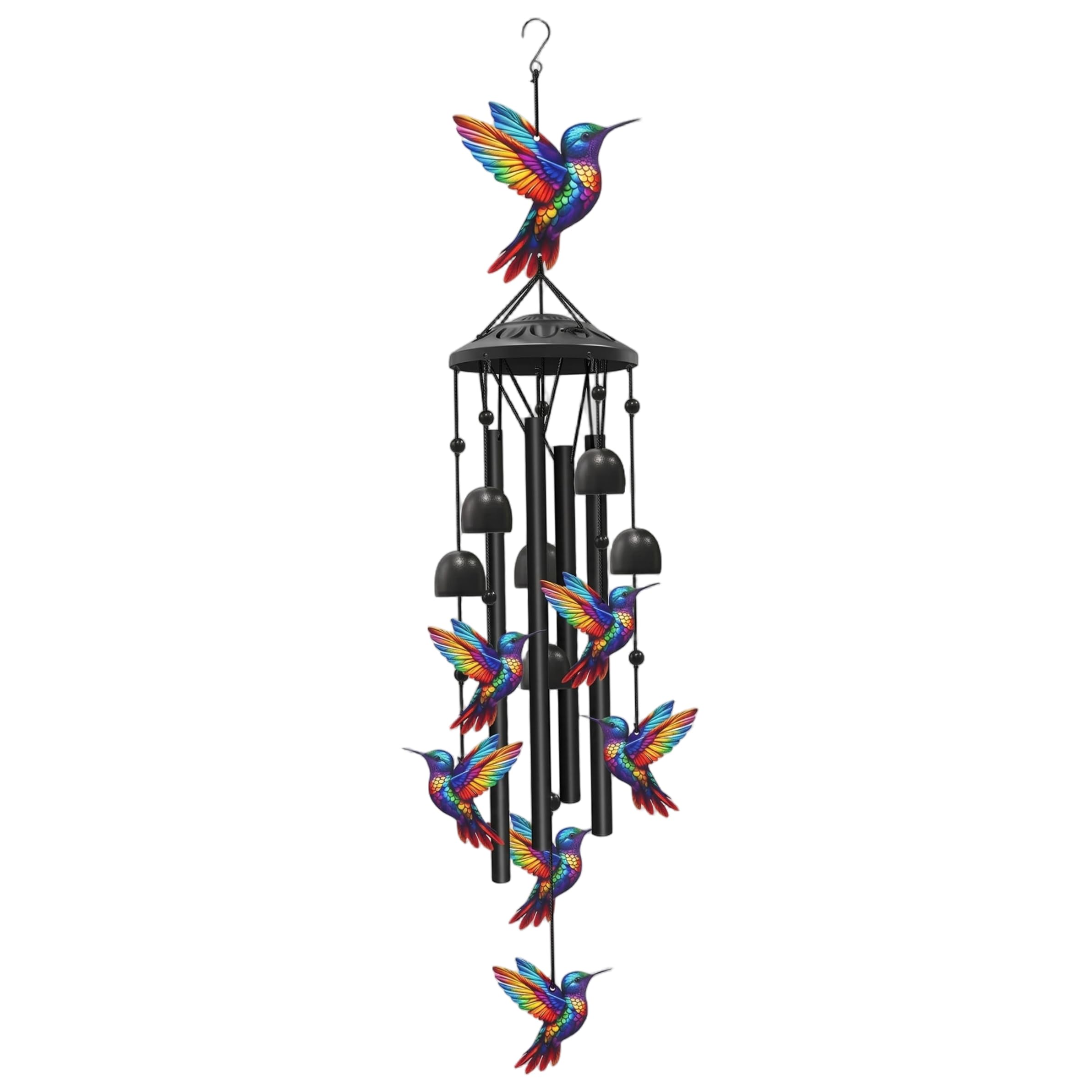 Campanillas de viento de colibrí contra el estrés exterior con metal pintado antioxidante