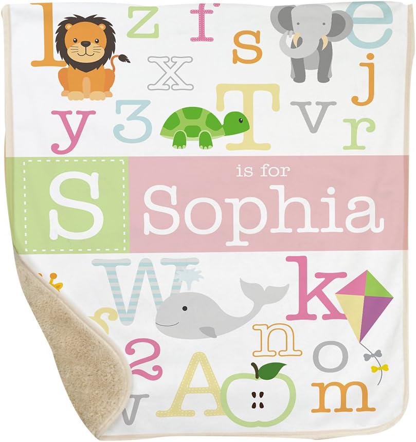 GiftsForYouNow Alphabet Personalized Sherpa Blanket for Baby Girl