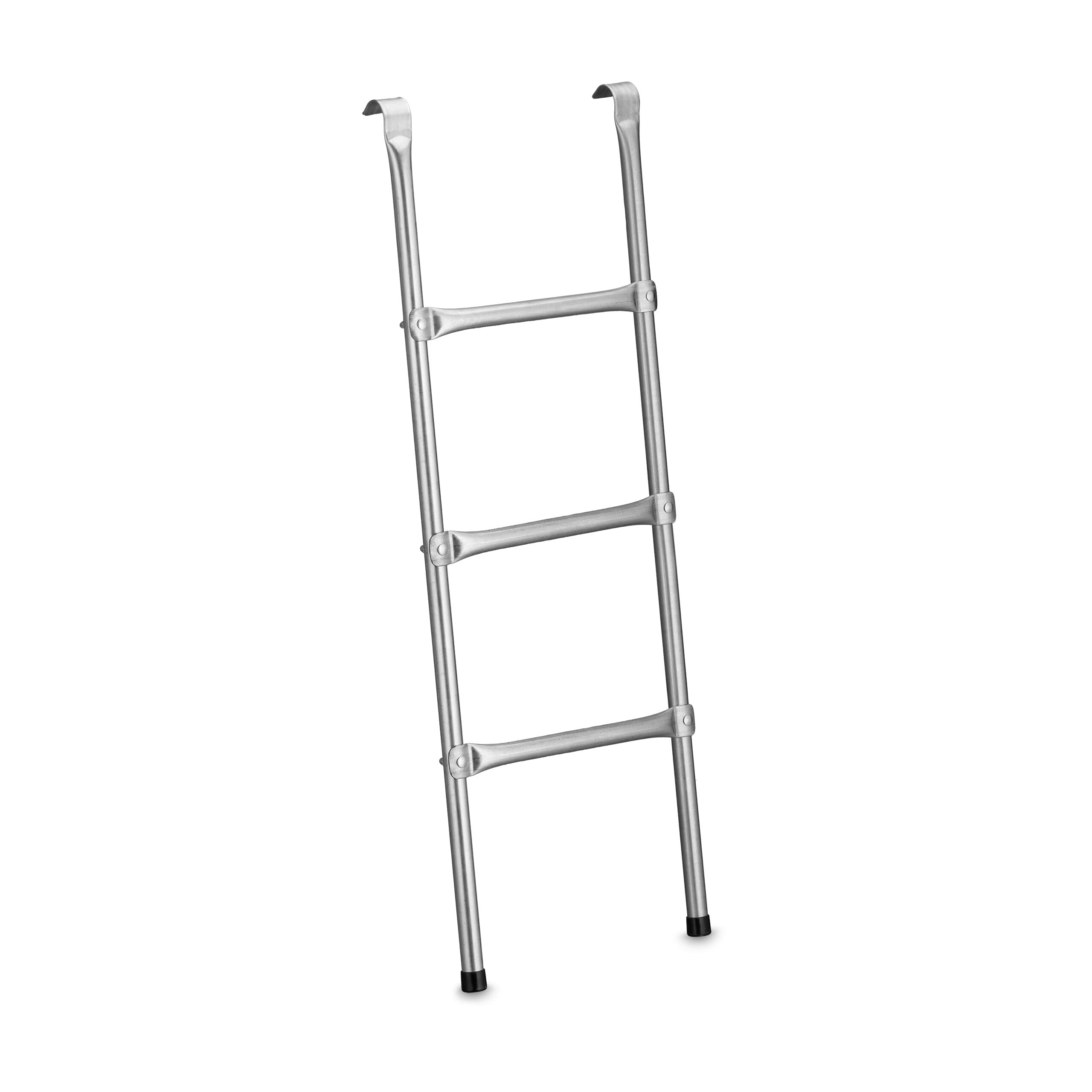Relaxdays Trampoline Ladder, 96 cm Long, Hang Up, Universal, 3 Rungs, Garden Accessory, Step Up, Steel, Silver