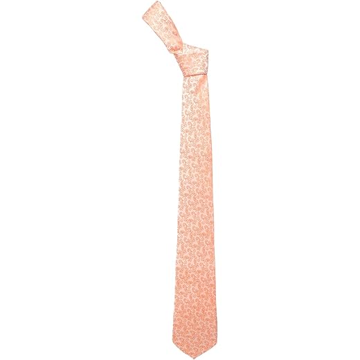 Mens Coral Silk Necktie with Gold Tie Pin