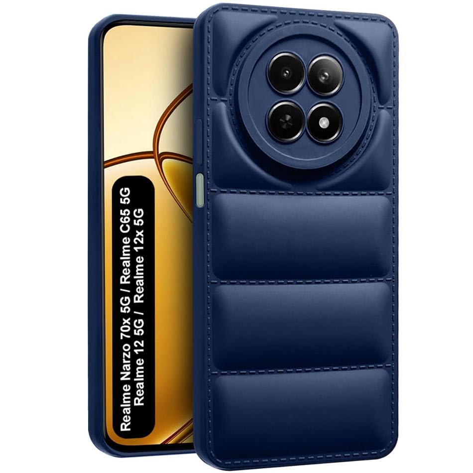 Fashionury Back Cover for Realme 12 5G / Realme 12X 5G / Realme C65 5G / Narzo 70x 5G | Camera Bump Protection | Liquid Silicon Puff Case All Side Shock Proof Rubberised Back Case Cover (Blue) (B0D1N7ZWTP) Amazon Price History, Amazon Price Tracker