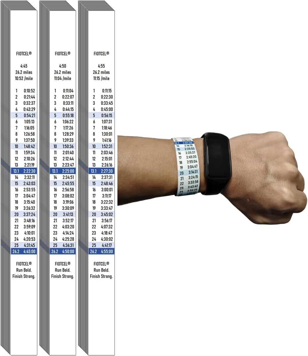 60Pcs Marathon Pace Wristbands, Mile Split Tracker