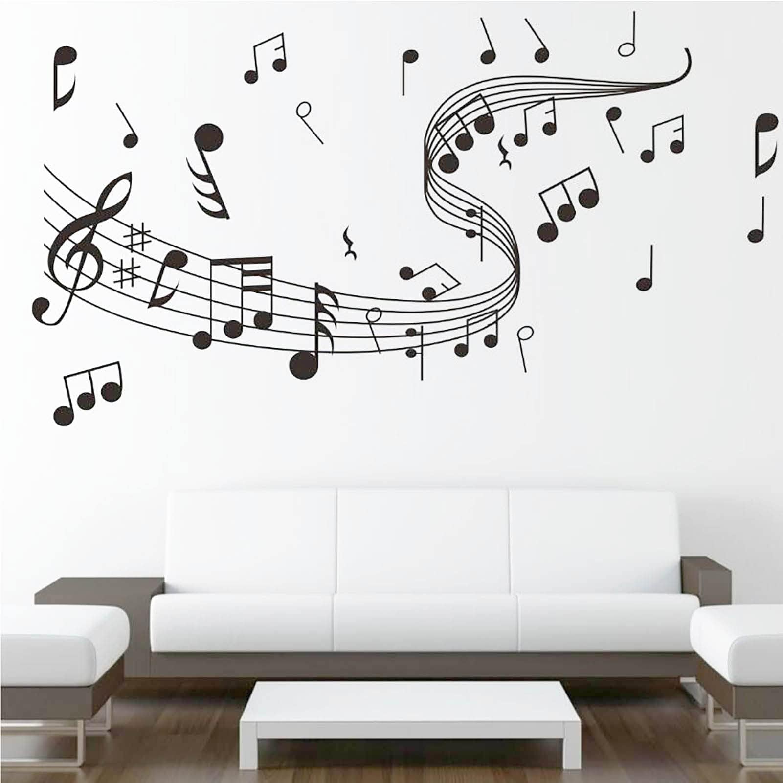 Music Wall Art, Notes Notation Sticker Decals, Home Removable Vinyl Mural Decor Gift for DIY Classroom Living Room Bedroom Music Studio Decoration