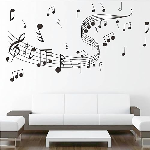 Arte de pared de música, calcomanías de notación de notas, decoración mural de vinilo extraíble para el hogar, regalo para bricolaje, aula, sala de
