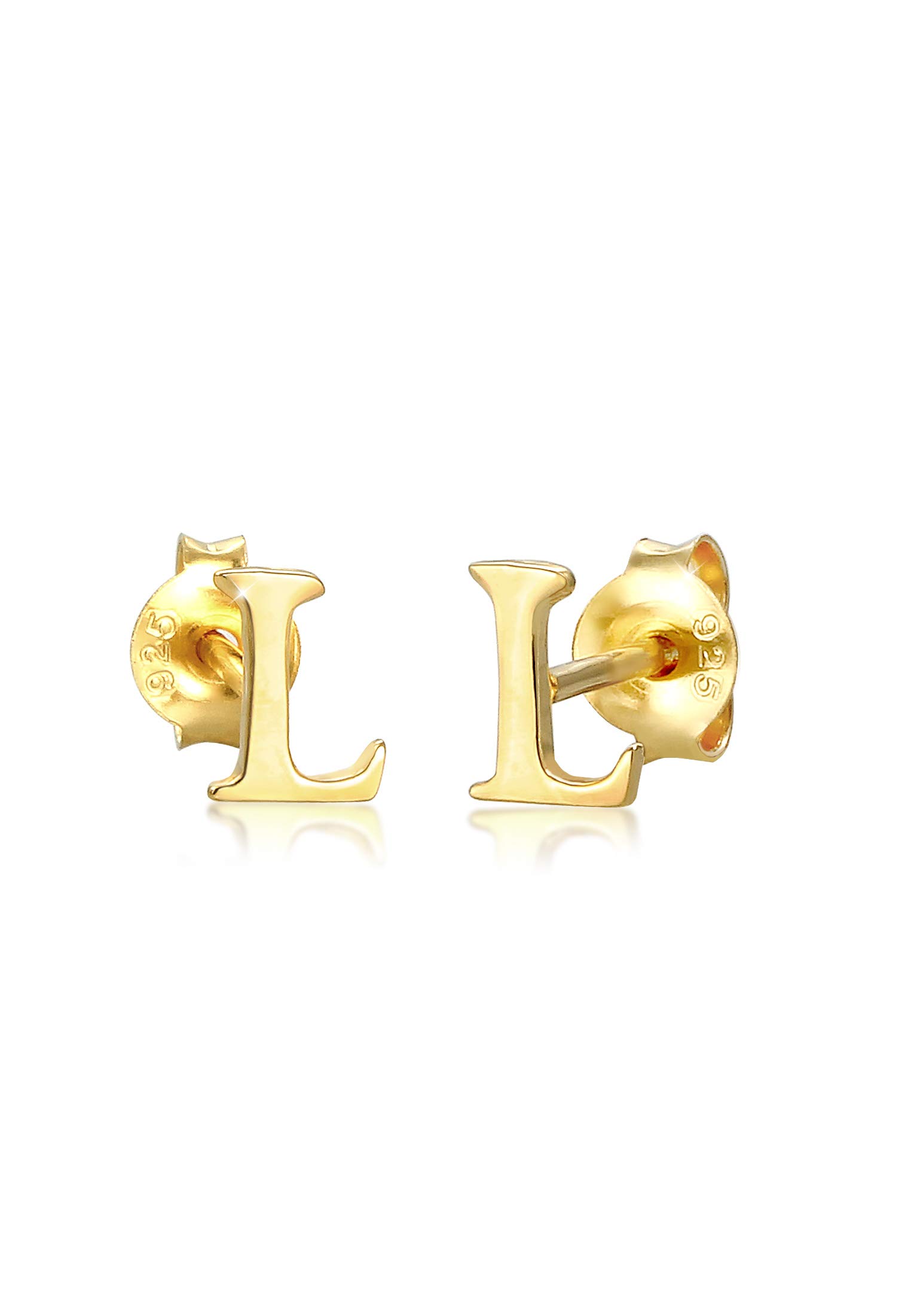 Elli Earrings Studs Letter L Initials Minimal in 925 Sterling Silver Gold Plated