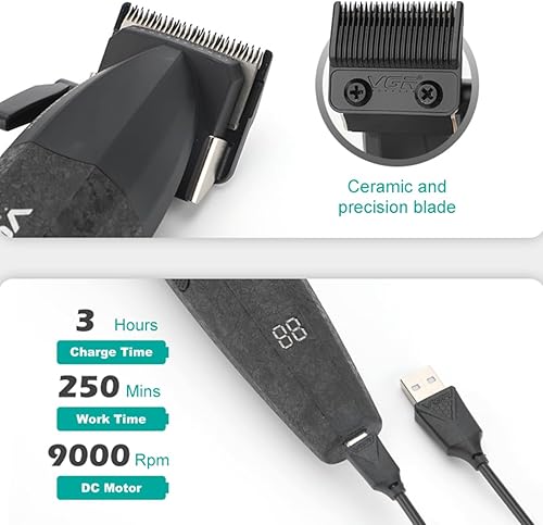 Miniatura 5 de VGR 640 cortapelos profesionales para hombres, juego de cortapelos y recortadoras inalámbricas de 9000 rpm, kit de corte de pelo con hoja en T sin