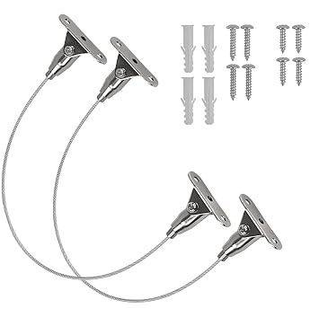 Furniture Anti-Tip Straps - Steel Cables Furniture Anchor Kit for Baby Safety Mounting Hardware Included Pack of 2,for Bookshelf, Dresser, Cabinet, Earthquake Protection for Babies and Pets