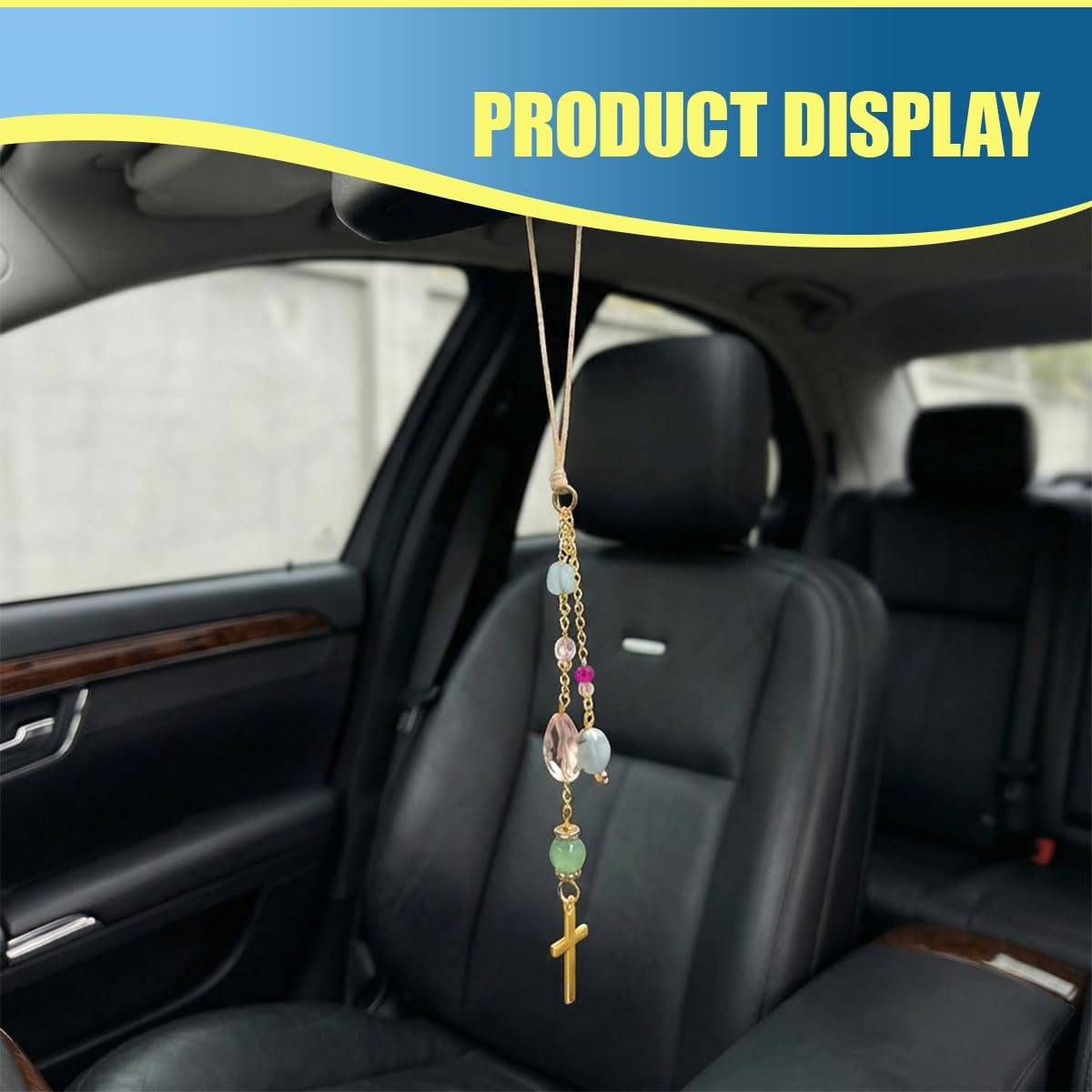 Cross Car Hanging Accessories, Cute Car Decorations (Pink) image 5