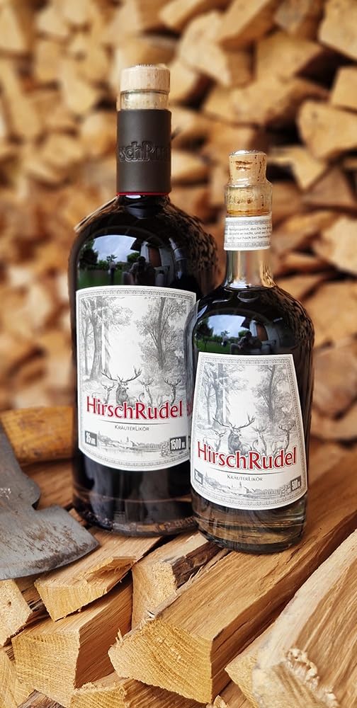 Hirschrudel Magnum Premium Kräuterlikör aus Deutschland Magnumflasche Handcrafted Aus 31 Wildkräutern 35% 1,5l