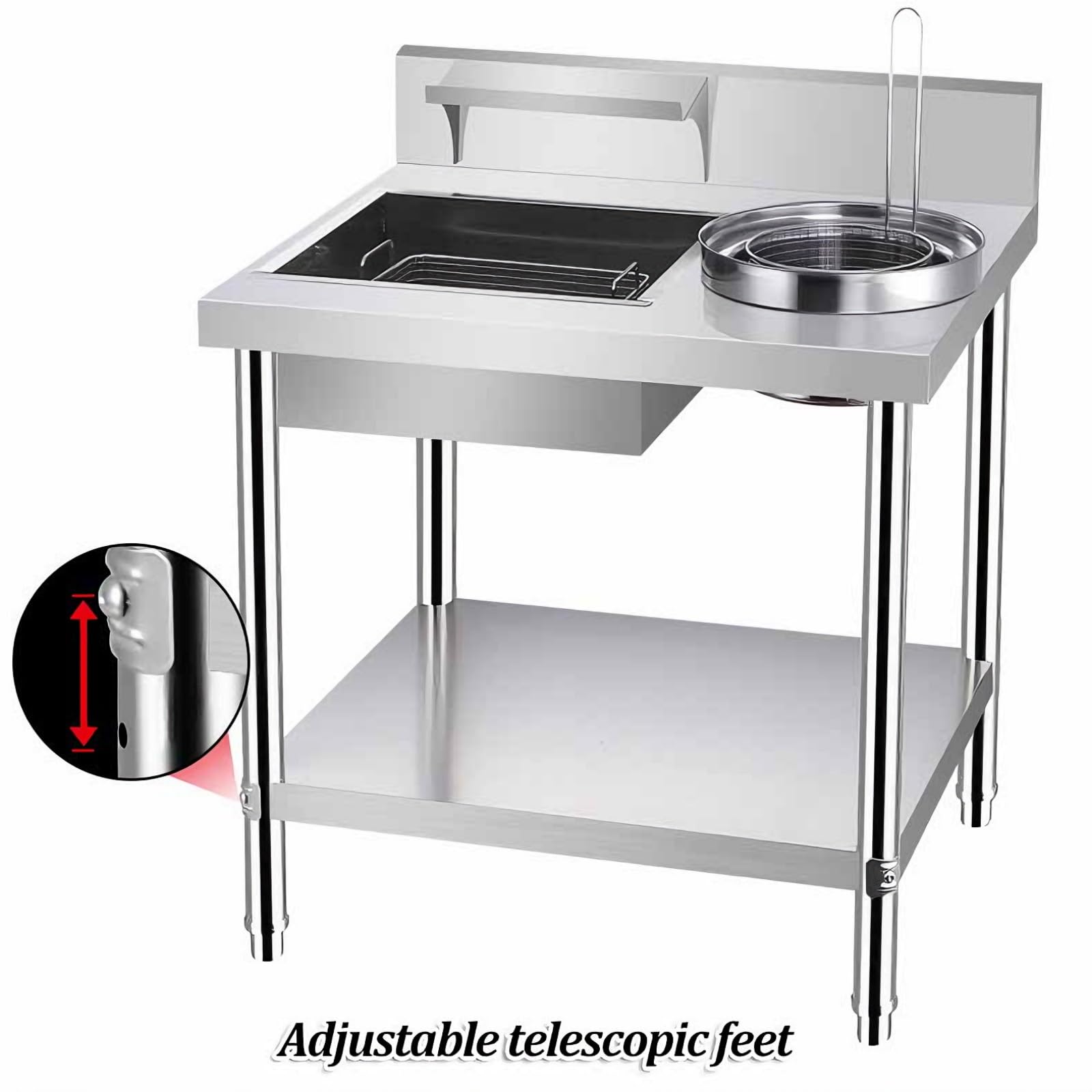 Tabella commerciale della preparazione dell'alimento fritto, stazione di impanatura dell'acciaio inossidabile con piano di lavoro per il ristorante della cucina, contatore indipendente della