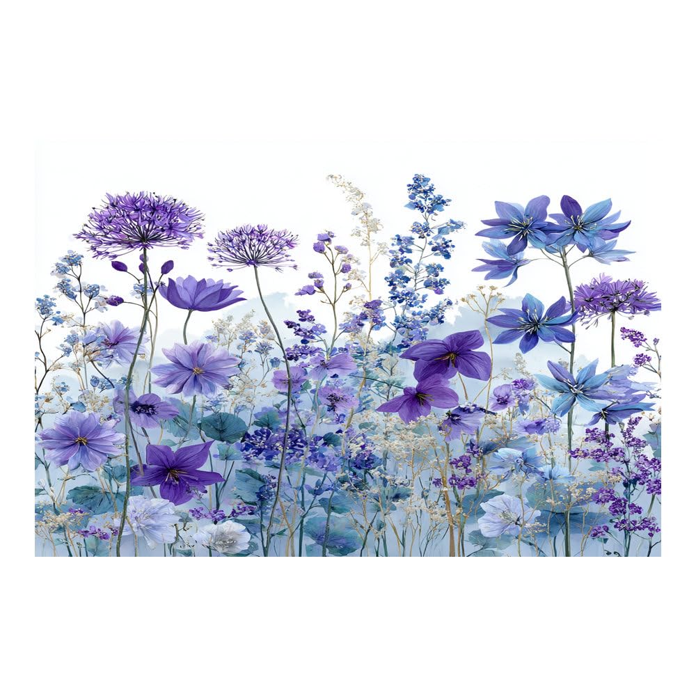 Teruea Purple Watercolor Flower Wall Art Poster Wildflower Prints Watercolour Violet Blue Tall Stem Wildflower Botanical Art For Kitchen Wall Pictures Artwork(Purple)-20X30cm1 Unframed