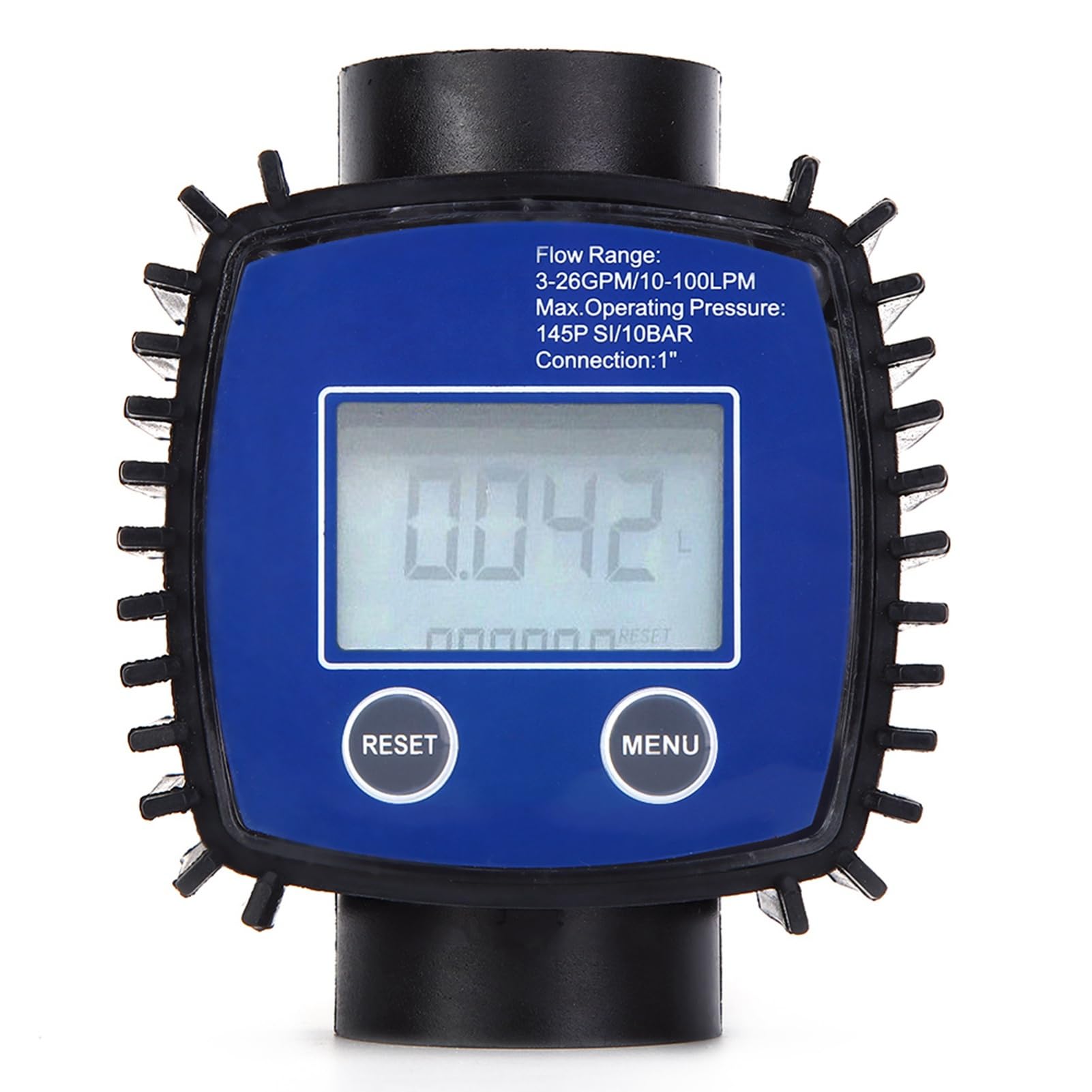 Digitaler Durchflussmesser, 5-120 L/Min 1 Zoll Turbinen-Durchflussmesser mit LCD-Anzeige, 1% Genauigkeit Dieselkraftstoff-Durchflussmesser für Alkohol-Benzin chemische Flüssigkeiten