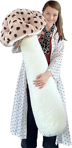 Hofun4U Almohada de felpa gigante de hongos  Almohada de cuerpo largo con forma de hongo de 51 pulgadas  Peluche de hongos a lunares  Regalos de