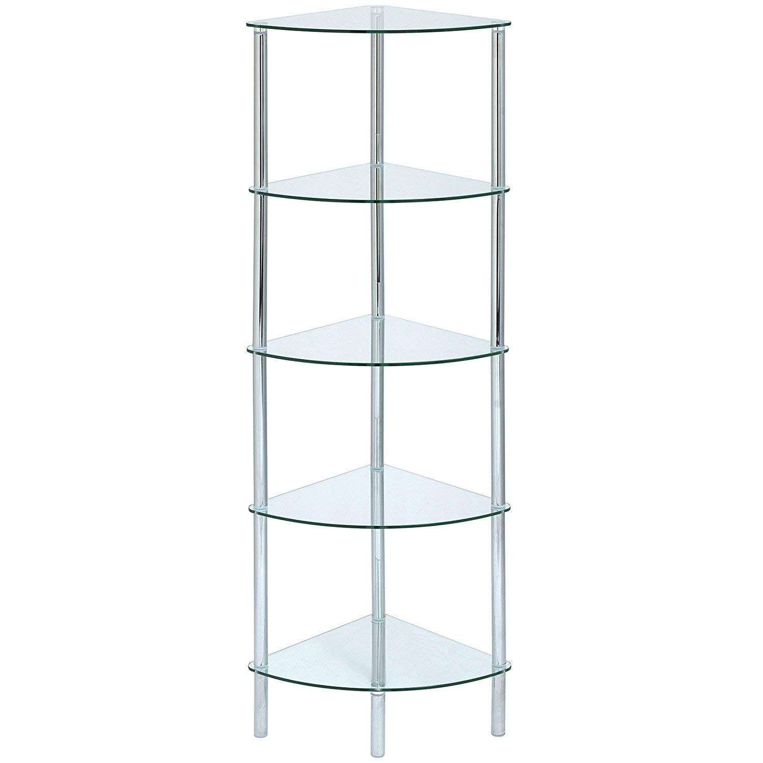 ASPECTPolo 5 Display Glass Unit-Clear, 5 Tier Corner-S - Silver/clear