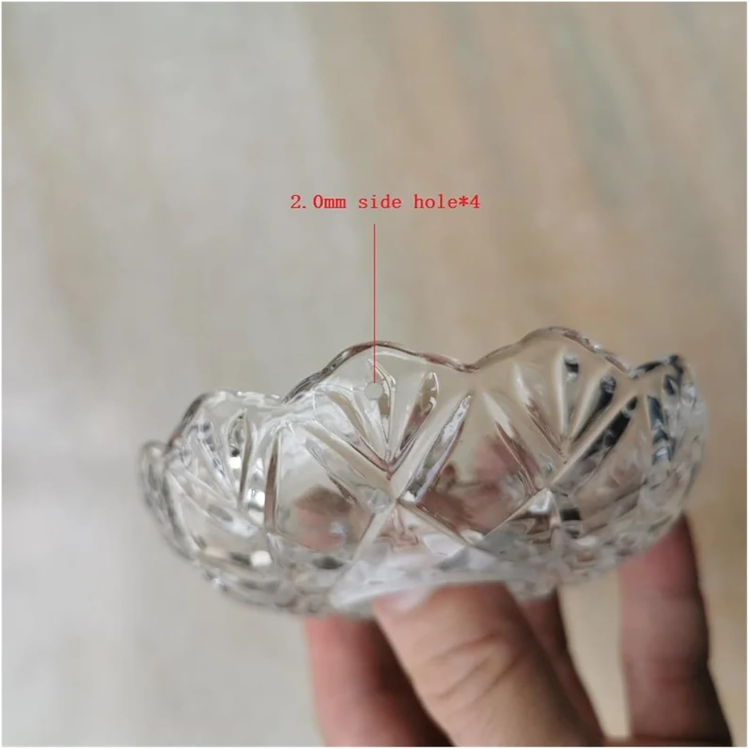 2Pcs Glass Crystal Dia100mm Bobeches Bowl Lamp Elbow Support Candle Holder Chandelier Tray(Central Hole 30mm)