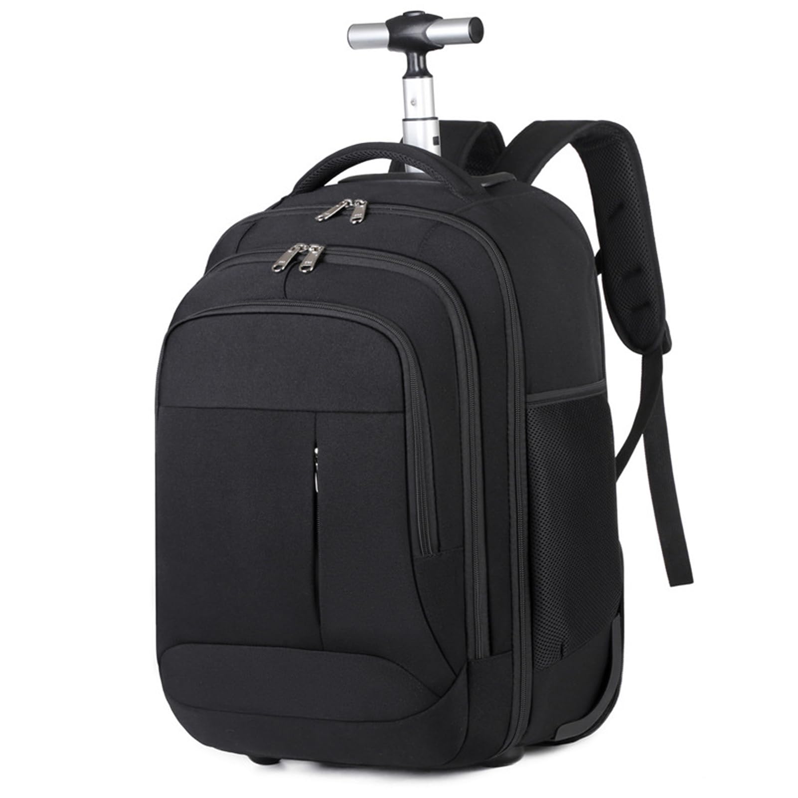 Mochila con Ruedas Adulto, 18'' Trolley para Portátil para Hombre, Mujer, Maletin Grande Resistente al Agua Bolsa de Viaje Cabina Avion para Empresas Escolares, Negro (Negro)