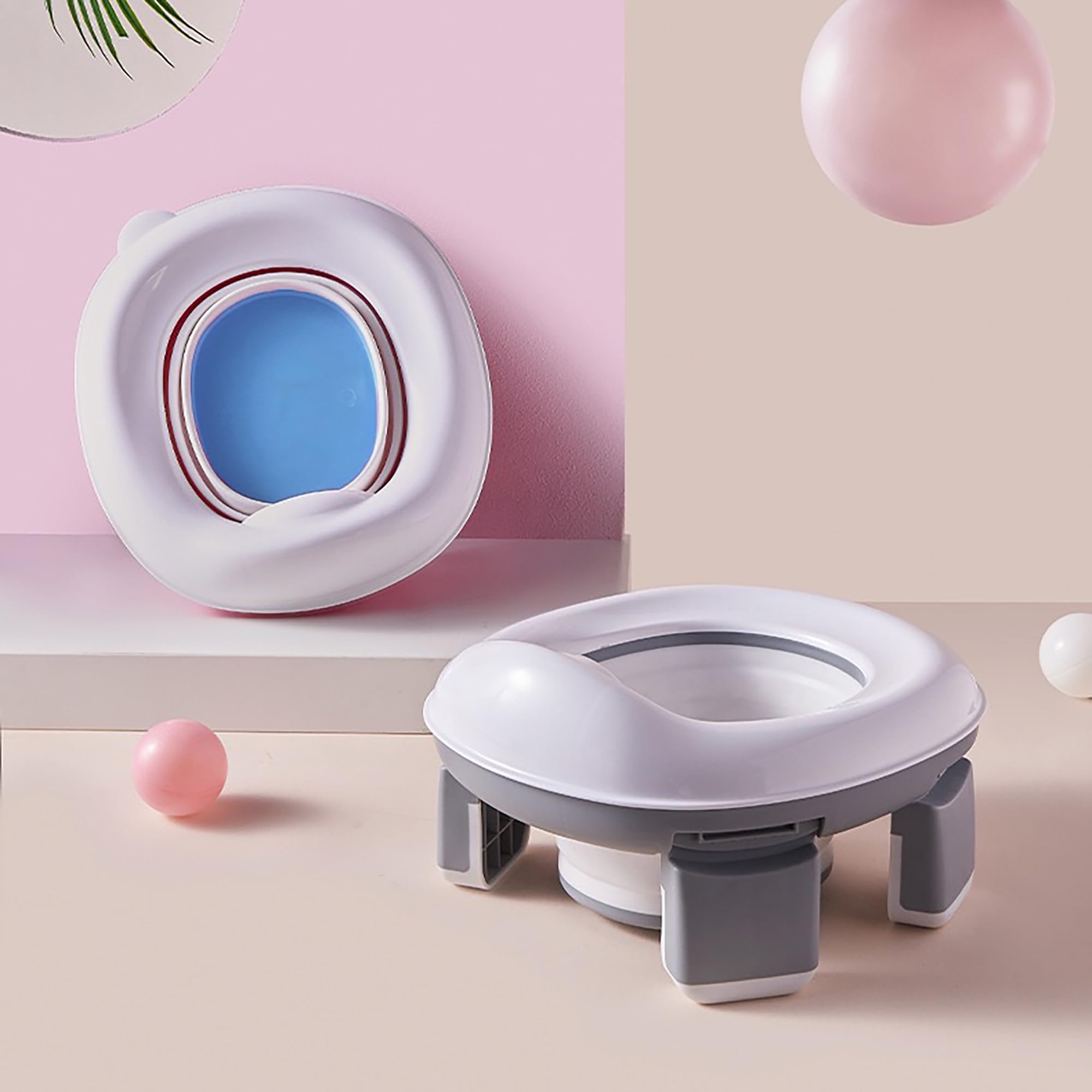 Inodoro para niños, plegable, para viajes al aire libre, cubo para orinar al bebé (gris)