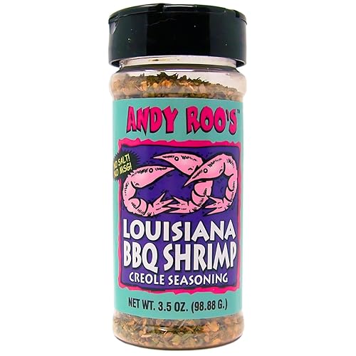 Andy Roo's Condimento criollo de camarones sin sal sin MSG Louisiana, coctelera de 3.5 onzas