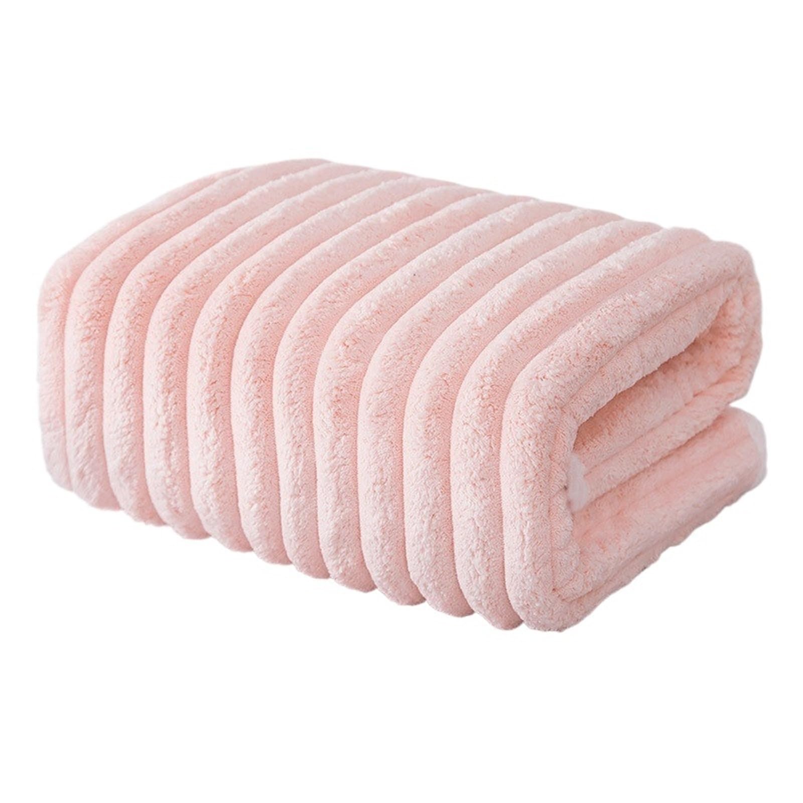 GMEqfhpOPS Enlarged And Thickened Coral Velvet Towel For Water Absorption Men's And Women's Household Wrap Sports Beach Towel Towels Bath(Pink,140x70cm)