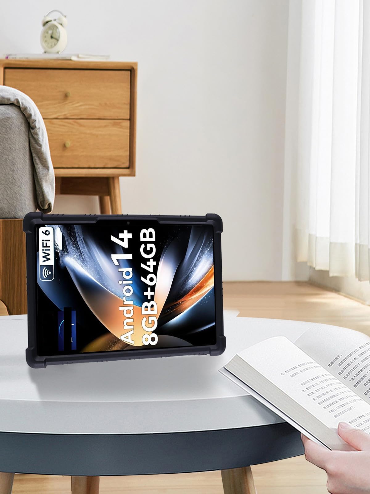 BOVUGAC - Funda para tablet HiGrace C10 de 10 pulgadas Android 14, silicona suave, soporte ajustable, a prueba de golpes, apto para niños, para HiGrace C10-1 de 10 pulgadas (color negro)