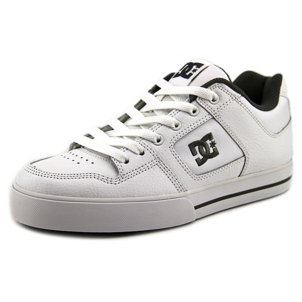 DC Men's Pure Low Top Lace Up Casual Skate Shoe Sneaker, White/Battleship/White, 9.5