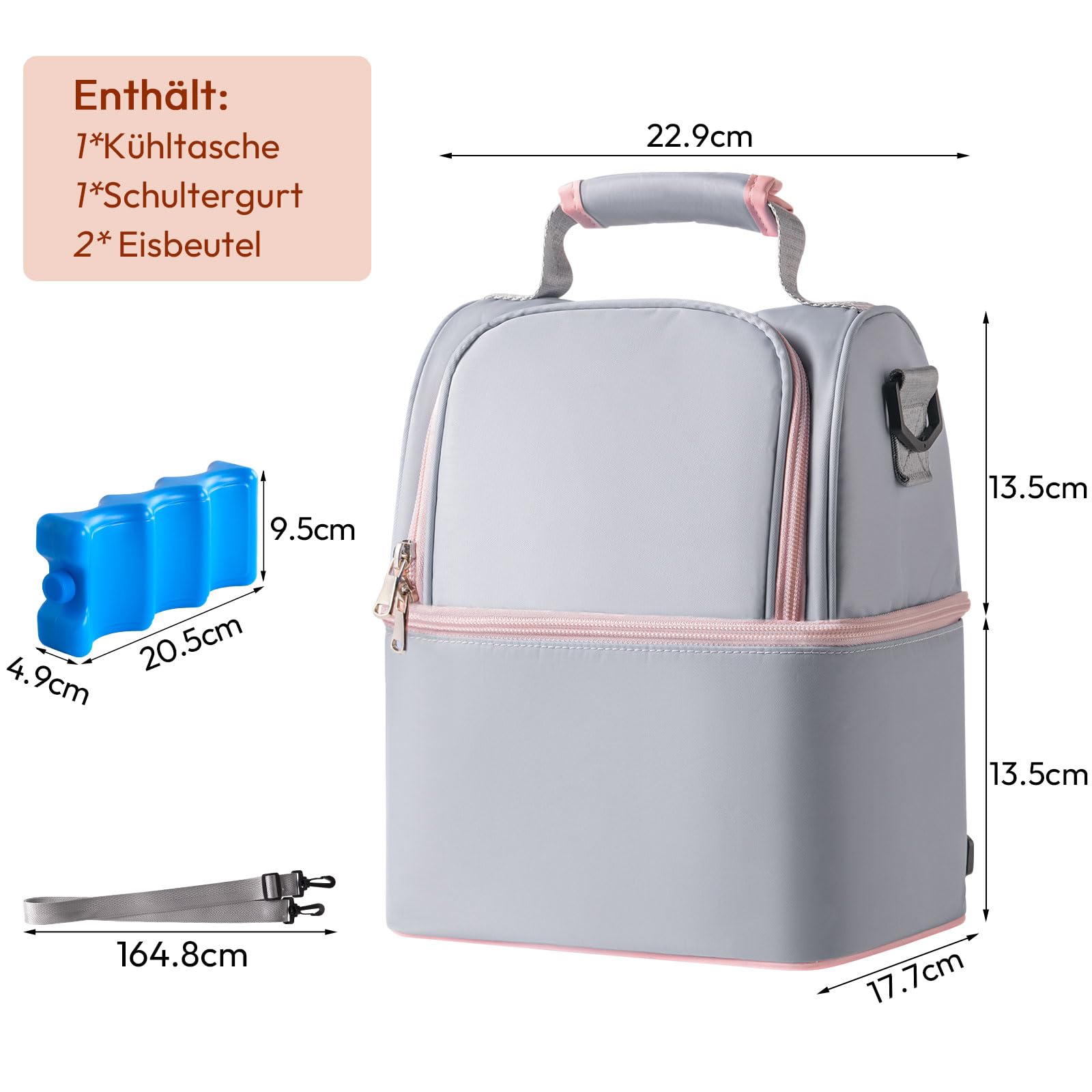 NCVI Muttermilch Kühltasche, isolierte Babyflaschentasche mit Eisbeutel für 6 Flaschen bis zu 270 ml, Isoliertasche mit Eisbeutel für Stillende Mütter, Milchpumpentasche, Wickel Rucksack