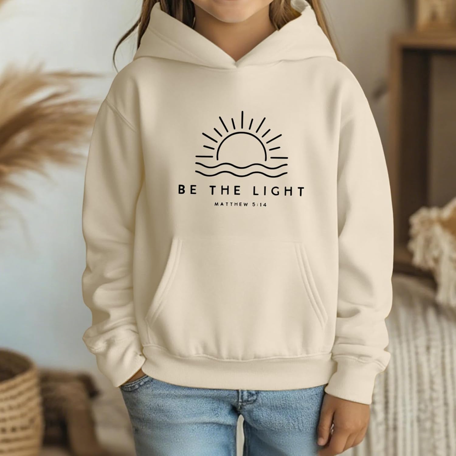 Be The Light Christian Hoodie for Girls Bible Verse Jesus God Religious Faith Sweatshirt Preppy Cute Graphic Top - Image 2
