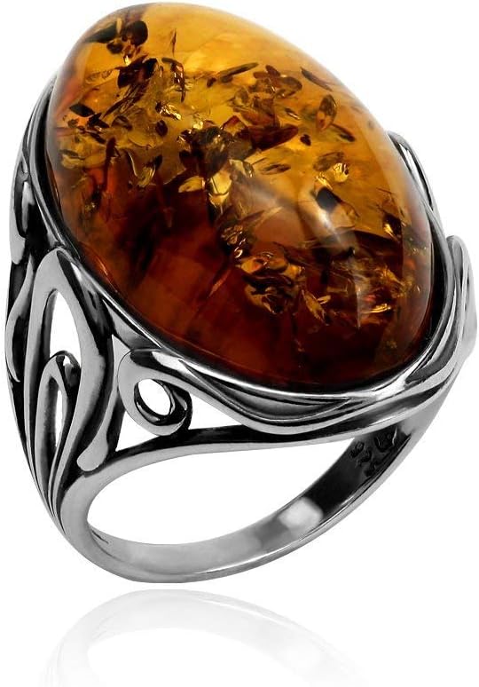 Ian and Valeri Co. Baltic Amber Sterling Silver Oval Large Ring