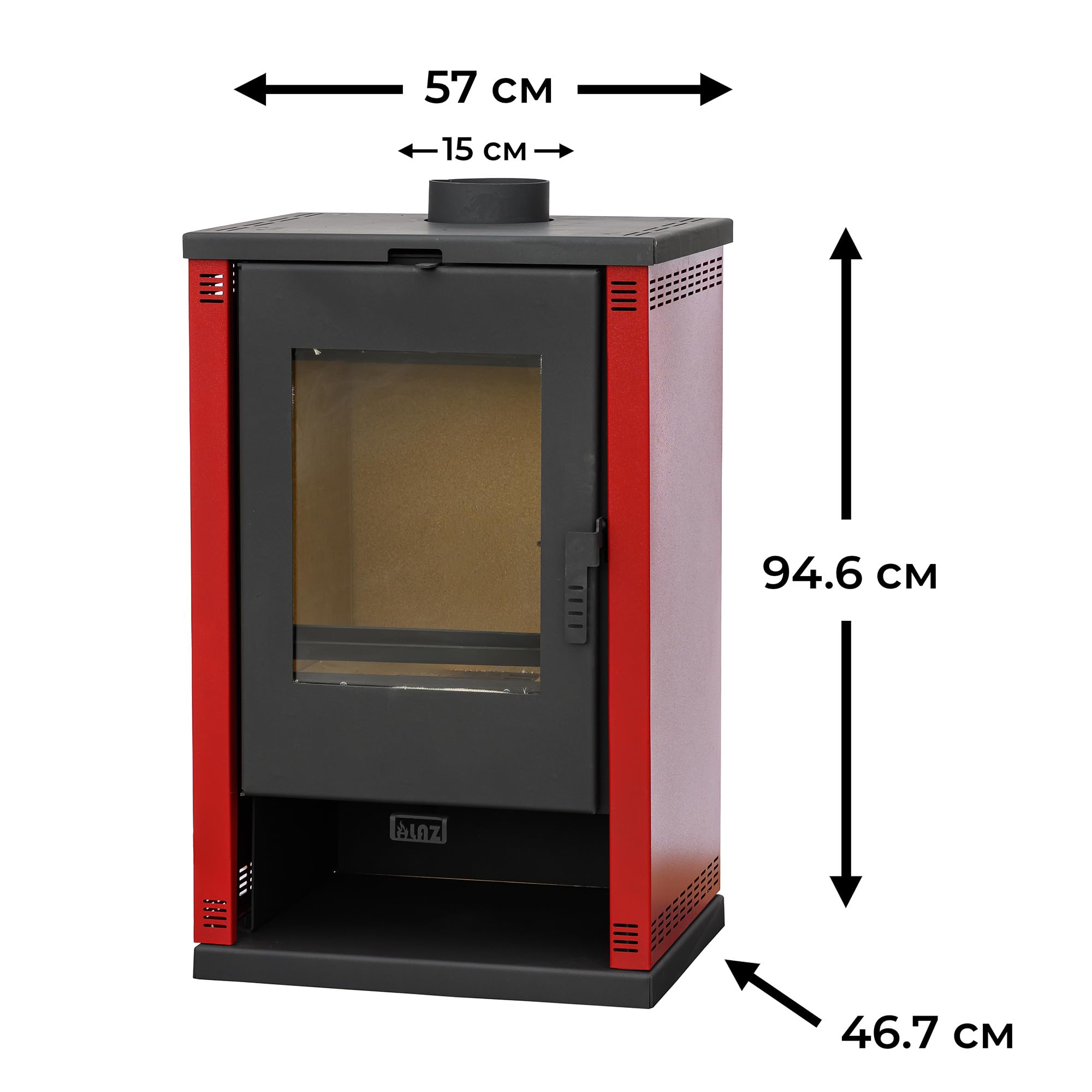 ALAZ Mouse K9-MAX Kaminofen 10 kW – Holzofen Burgunderrot | Brennraum mit Schamott & großem Sichtfenster | Für Holzscheite bis 50 cm | Griffdesign +2 cm verbessert | Energieeffizienzklasse A+
