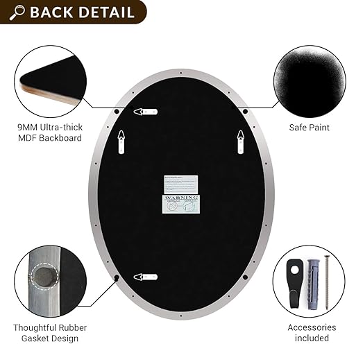 Miniatura 7 de ANDY STAR Espejo de baño cromado, espejo de pared ovalado cromado pulido de 24 x 32 pulgadas para baño, espejo de tocador cromado moderno con forma