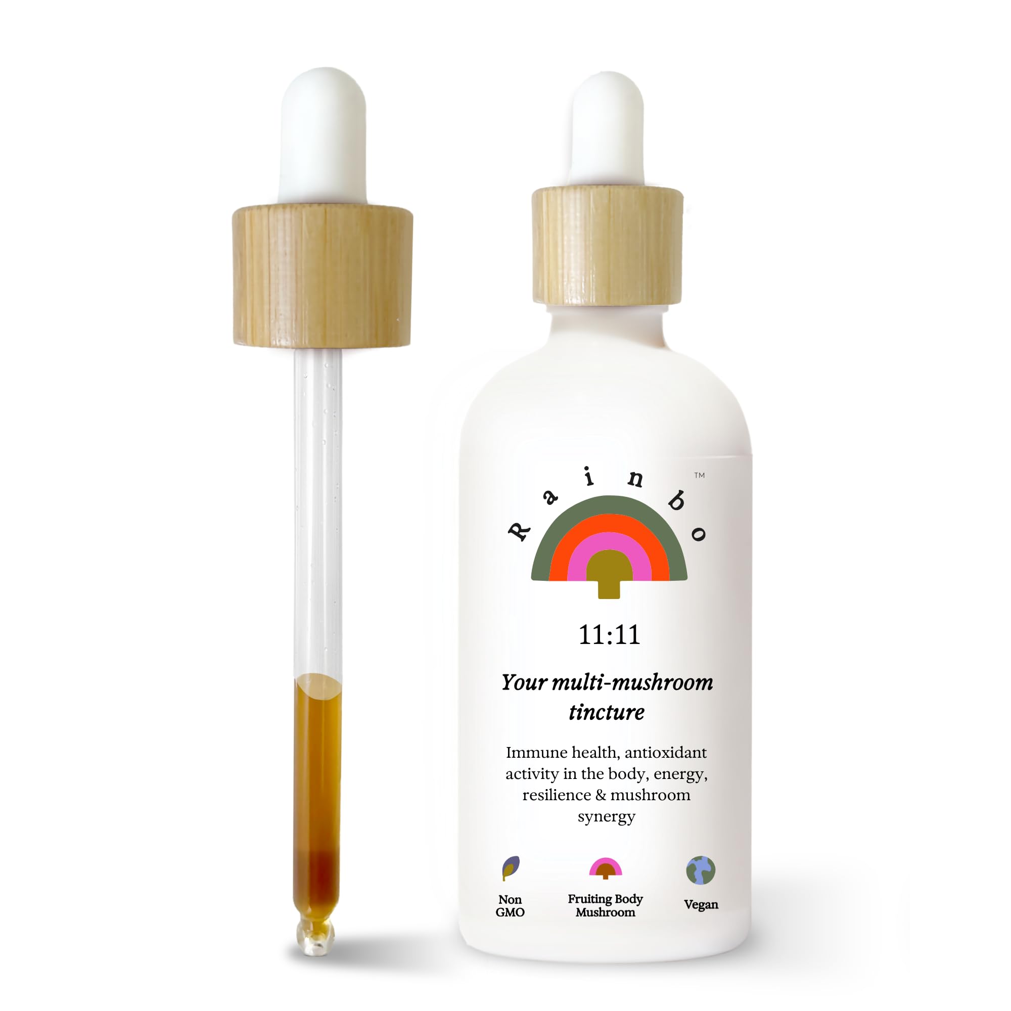 11:11 Multi Mushroom Tincture - 11-in-1 Dual Extract Mushroom Blend - Comprehensive Immune Support, Brain Support, Liquid Lion's Mane & Turkey Tail, Vegan, Non GMO, 3.4 fl oz