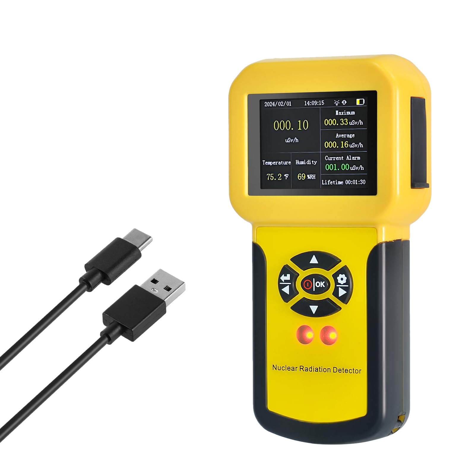 Nuclear Radiation Detector Geiger Counter with LCD Display Radioactive Handheld Beta Gamma X-Ray CPM Level w/Alarm Rechargeable Radiation Monitor-image-16