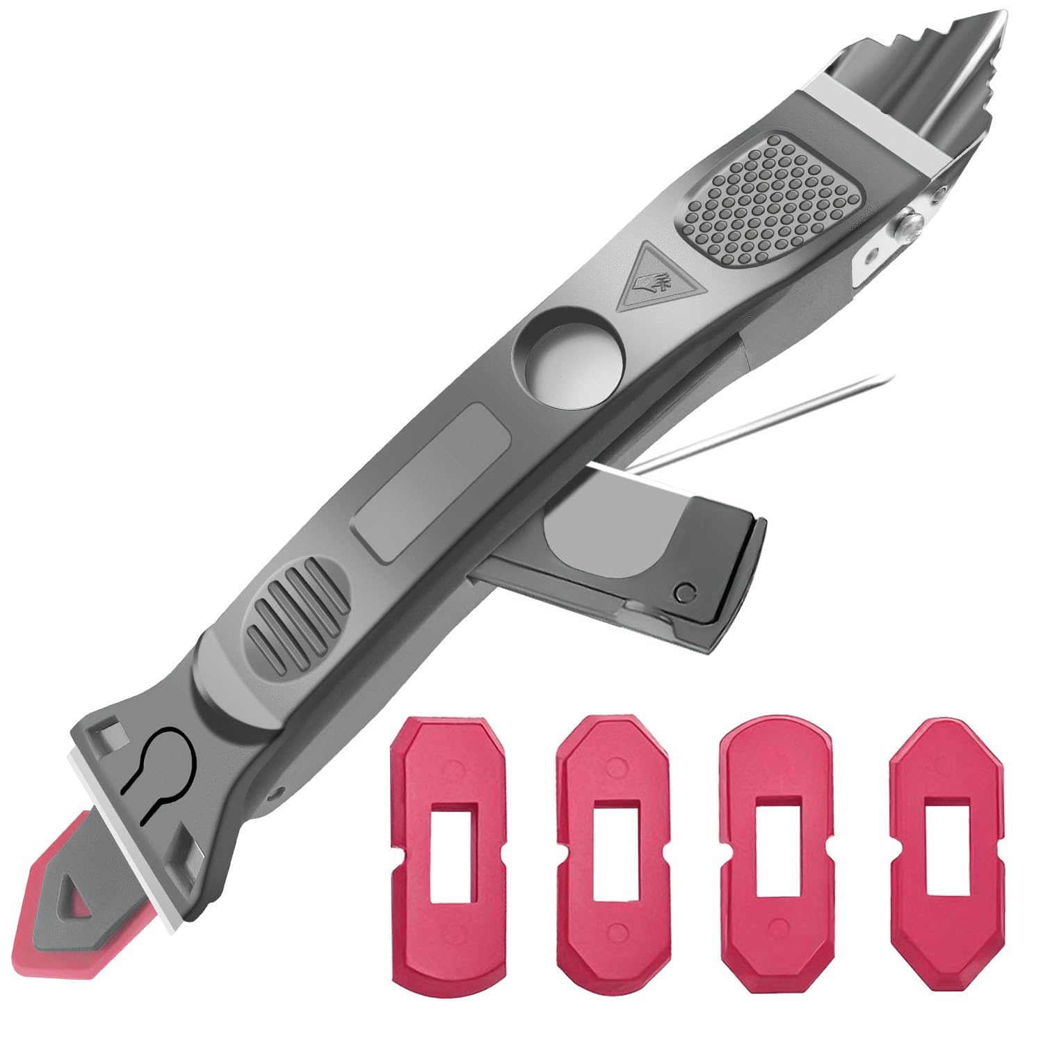 FOLAI Silikonentferner 5 in 1 Silikon Abdichtung Fugen Entfernung Dichtungsmittel Finishing Tool mit Fugen Scraper, 5 Austausch Silikon Pads, Adhesive Residue Scraper Naht Reparatur Kit für Küche Bad
