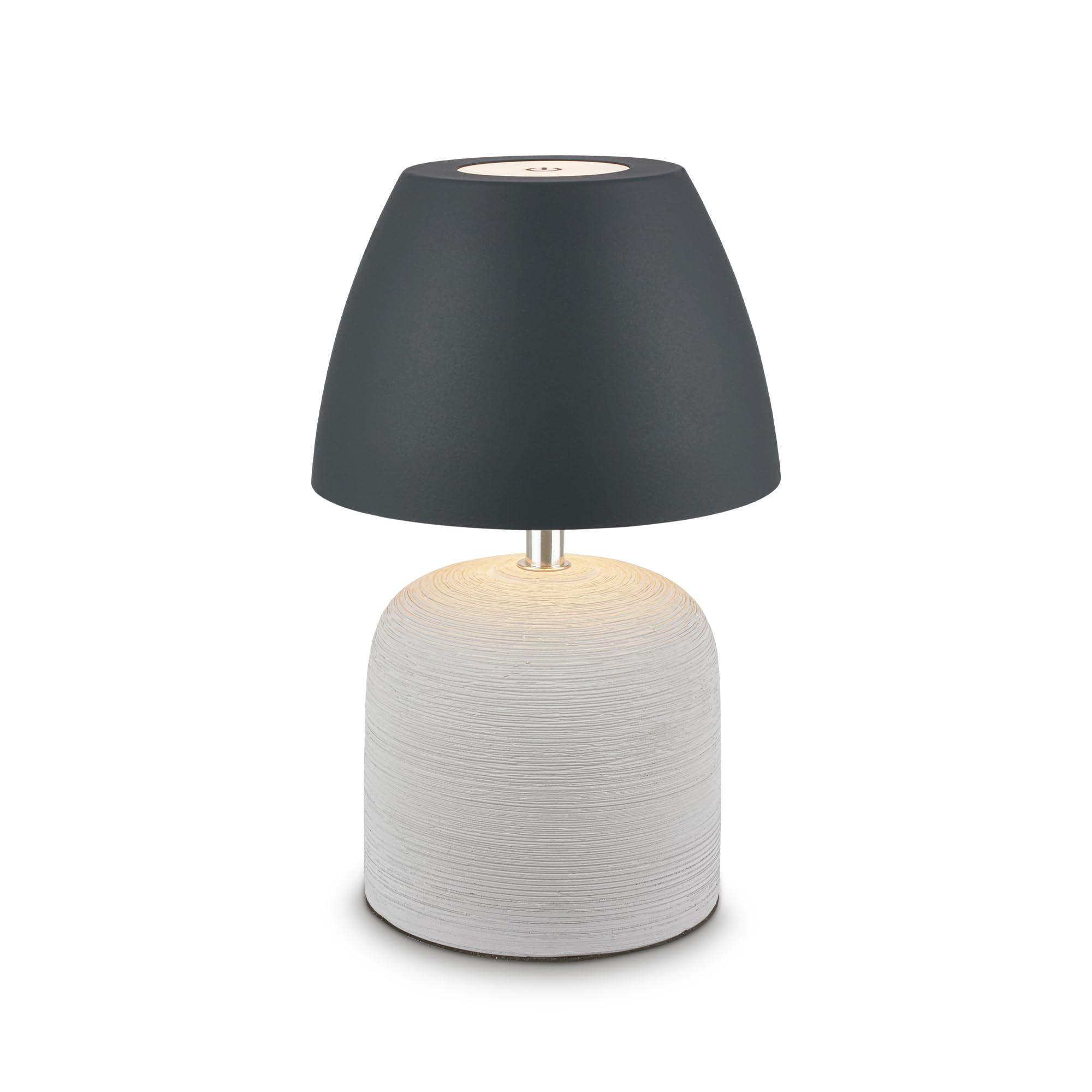 BRILONER - LED Tischlampe kabellos IP44 mit Touch, dimmbar, Keramikfuß, Nachttischlampe, Leselampe, LED Lampe, Dekolampe, Tischleuchte, Akkulampe, Outdoor Lampe, 13,5x22 cm, Grau-Anthrazit