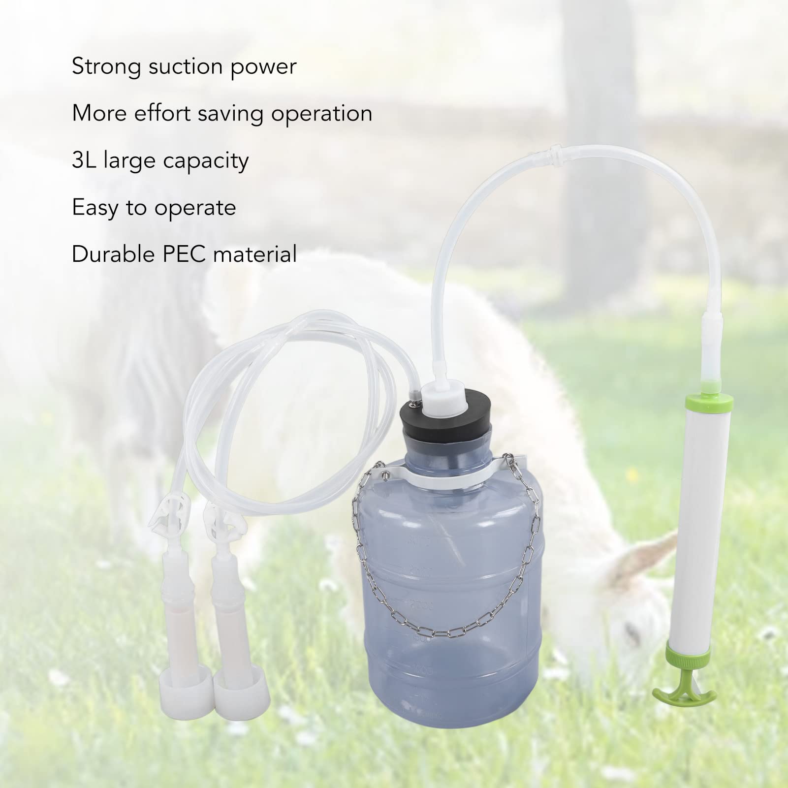 Mini Extractor Manual de Leche de Cabra y Oveja - Máquina de Leche Casera para Ovejas y Ganado - Dispositivo de Ordeño Eficiente para Vacas y Cabras (Manual 3L para Cabra)