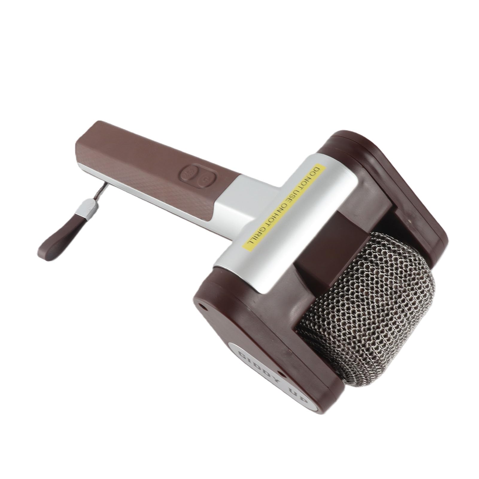 Cepillo Giratorio para Parrilla, Herramienta inalámbrica Recargable para Barbacoa con Rodillo de Acero Inoxidable de 350 RPM, Limpiador eléctrico para Parrilla de Barbacoa con luz (Brown)