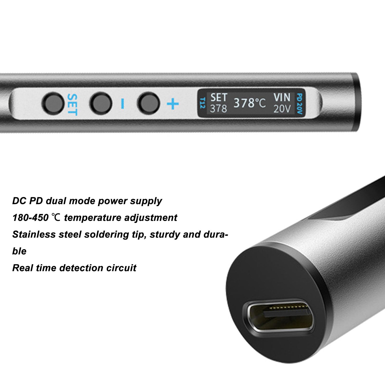 Soldador Electrico Portátil USB, 5V 20V 65W, Soldador De Estaño, Kit De Soldadura Electronica, Ferro De Soldar, Bateria Con Digital Pantalla, 180-450 ℃ Temperatura Ajustable