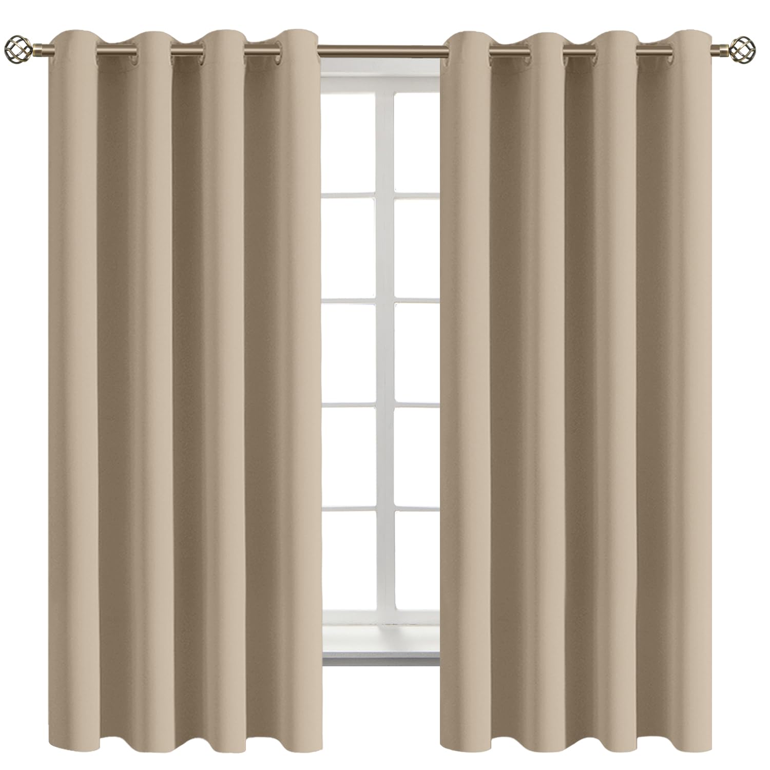 BGment Sand Room Darkening Curtains 63 Inch for Bedroom - 2 Panels