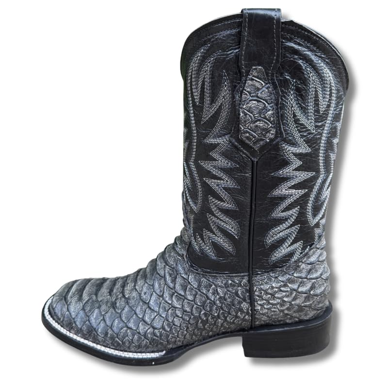 Image of Men's Alex Exotic Caiman Python Western Cowboy Boots Square Toe Pull On Tall Shaft bota de vaquero para hombre