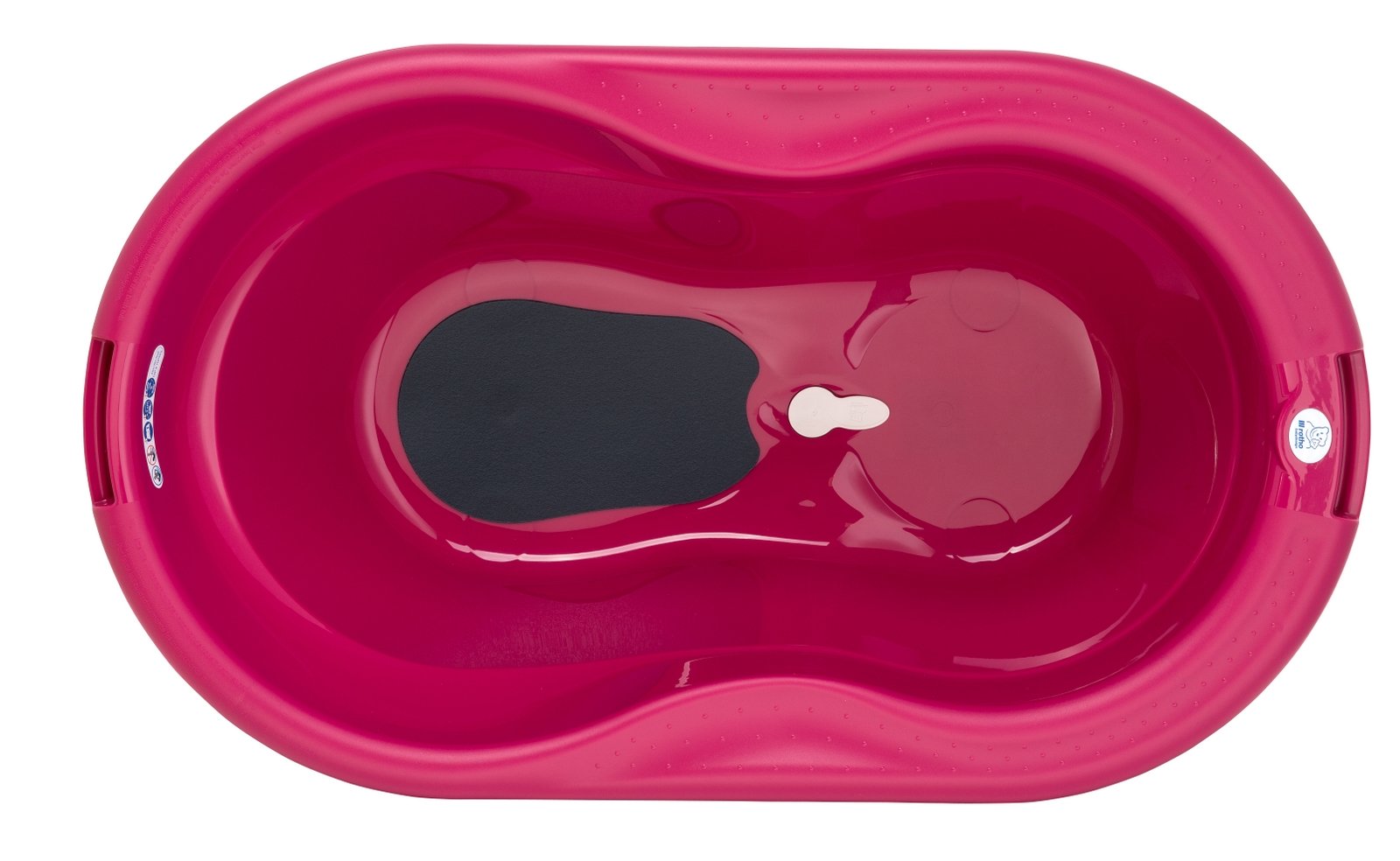 Rotho Babydesign TOP Vaschetta per bagnetto, Tappetino antiscivolo e Tappo di scarico, 0-12 mesi, TOP, Swedish Rose (Rosa chiaro), 200010267