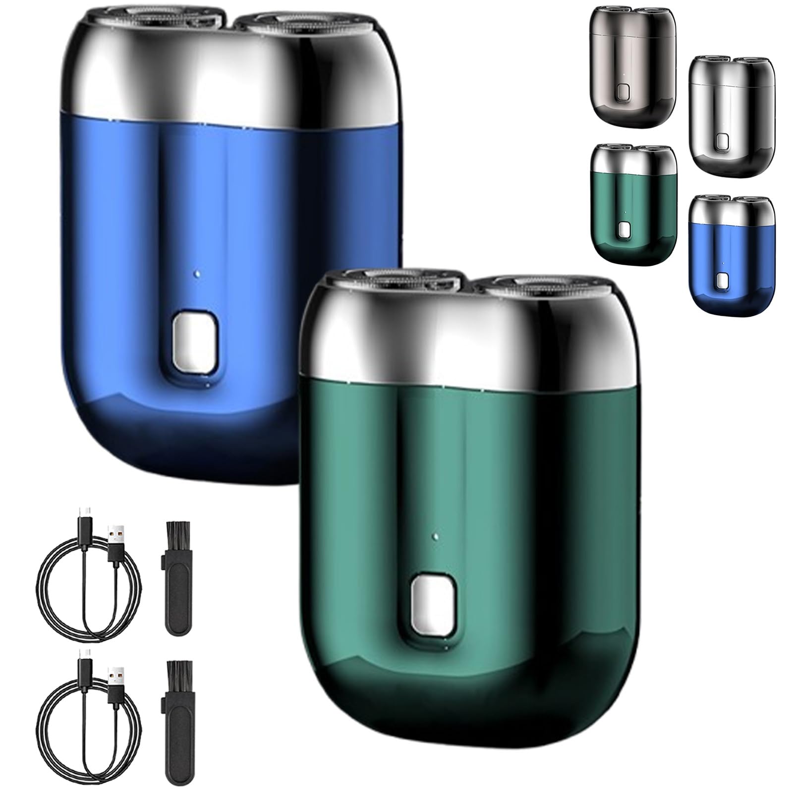 Pocket Shaver USB Mini Shavers for Men, 2025 New Upgrade Pocket Shaver USB Mini Shavers for Men, New Model Portable Rechargeable Dual-Head Wet and Dry Electric Razor (Blue+Green)