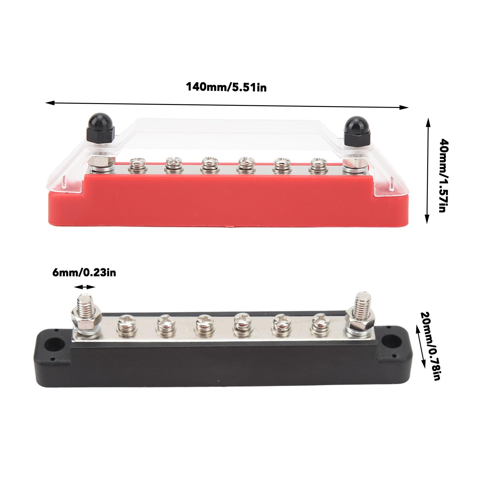 Bloc de Distribution d'alimentation M6 150A DC 12-48V, Bus Bar 8 Voies Noir et Rouge - Connexion Stable et sûre pour Bateaux, Voitures et véhicules Utilitaires