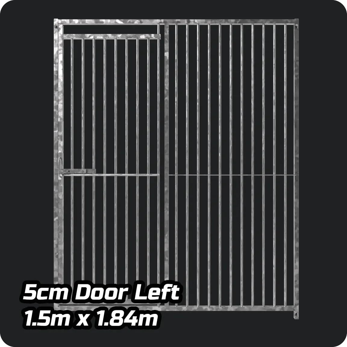 Heavy-Duty Galvanised Dog Run Panel, 1.5m x 184 cm Left Hand Door with 5 cm Gap