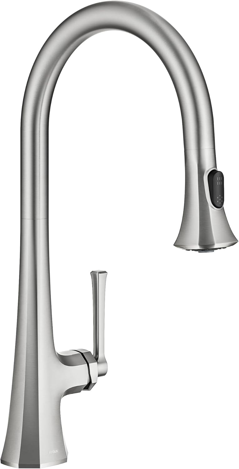 KRAUS Savan 2-Function Single Handle Pull Down Kitchen Faucet in Spot-Free Stainless Steel, KPF-4104SFS