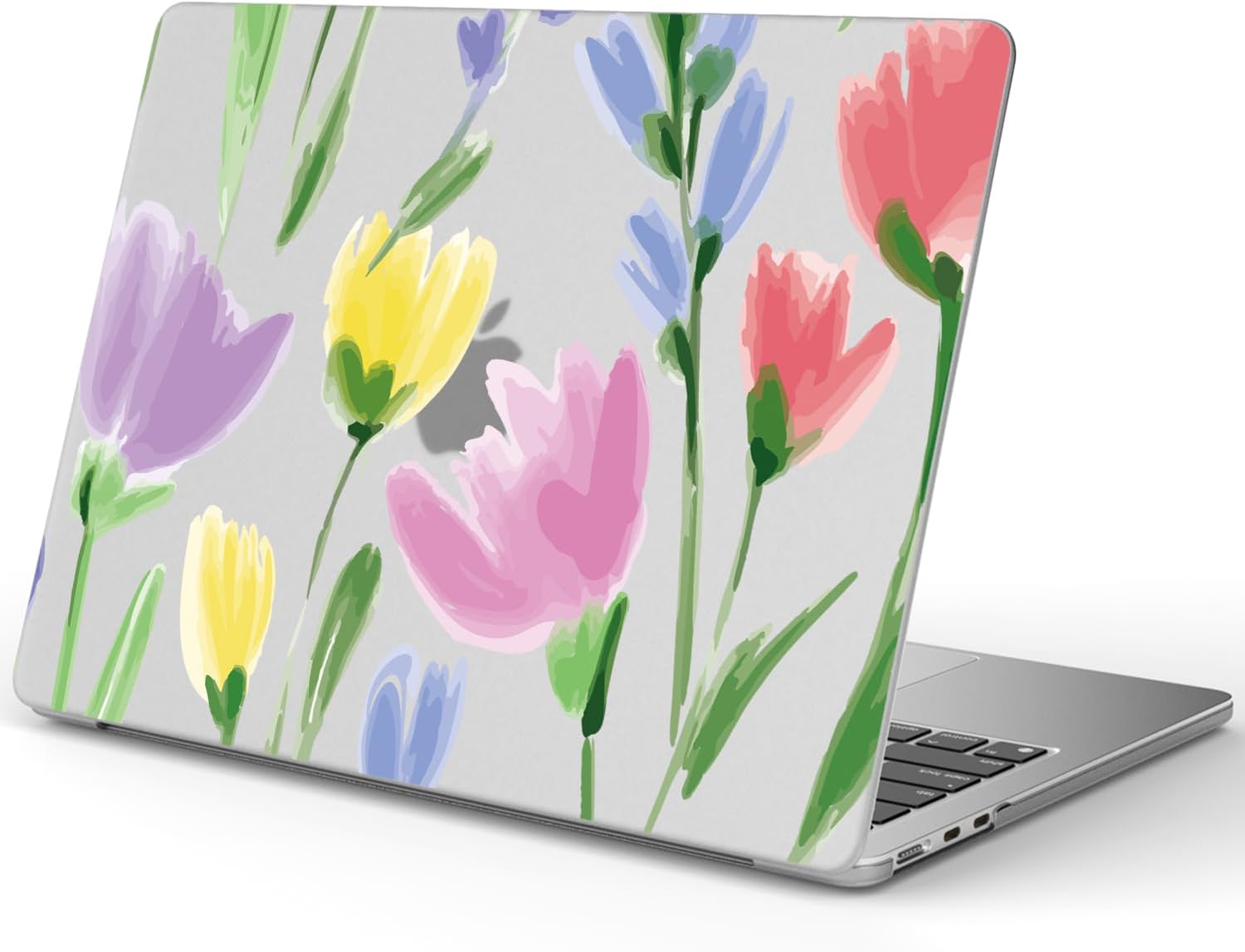 Idocolors Elegant Tulip Case Compatible with MacBook Pro 14 Inch(Models A2442/A2779 M2/A2918/A2992 M3), Transparent Frosted Protective Hard Case Anti Scratch Cover for Girls Women Men