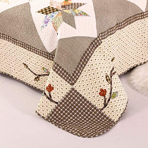 Yayiday Patchwork Bedspread Set Oversized King (Touch Floor Size) - Breathable Cotton Quilted Floral Blanket With Shams, Autumn Fall Bedding Modern Coverlet #TOP3